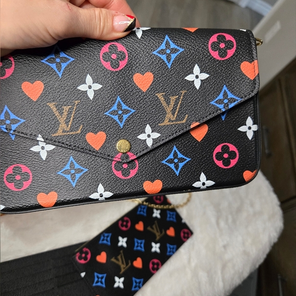 🔥Louis Vuitton lack Multicolor Monogram Coated Canvas Game On Félicie Pochette - Picture 5 of 11